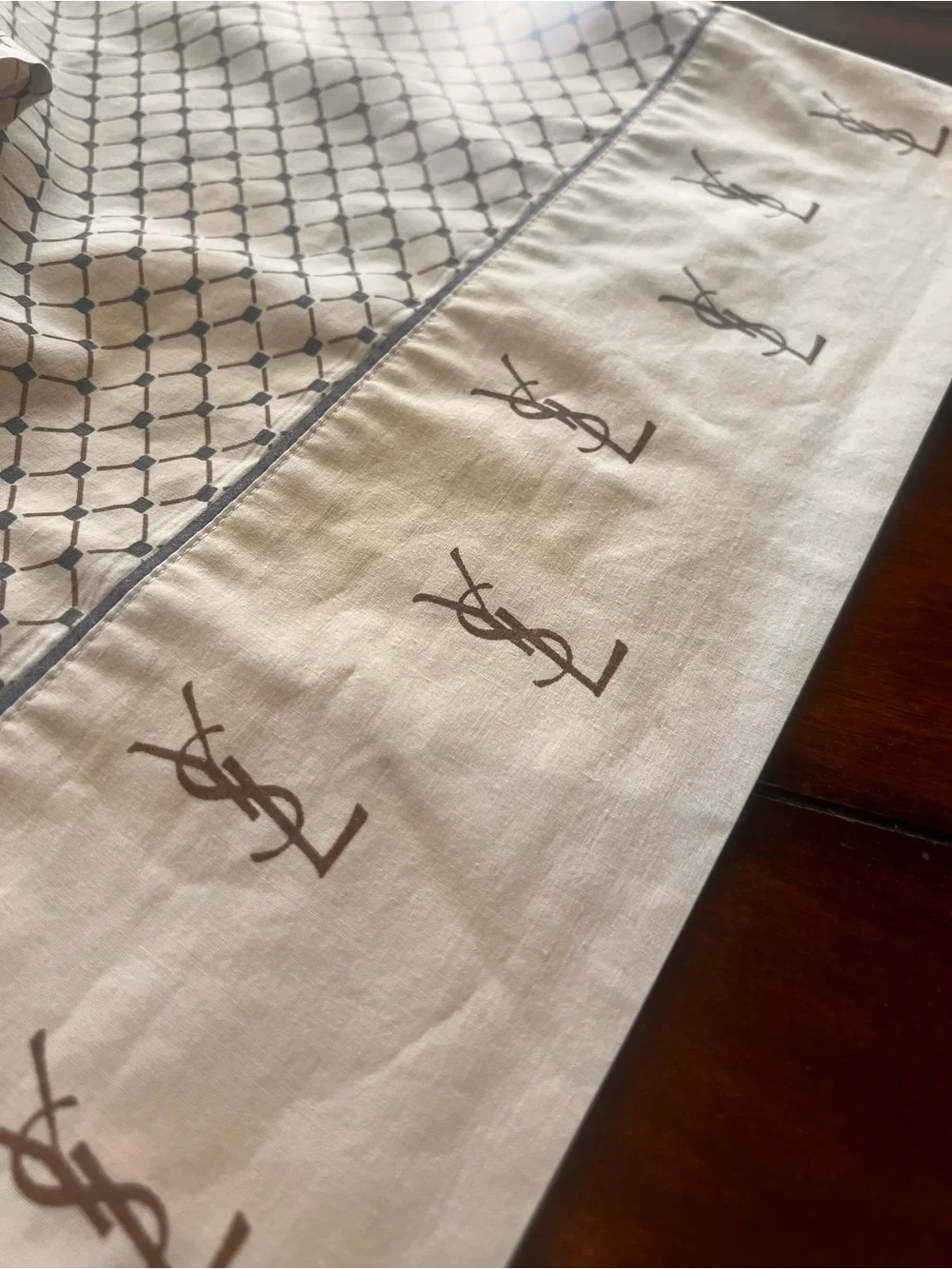 Mid Century Modern Yves Saint Laurent twin bed sheet set.